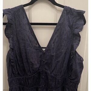 Old Navy Blue Button Ruffle Peplum Sleeveless Top Womens XL Fairy Milkmaid